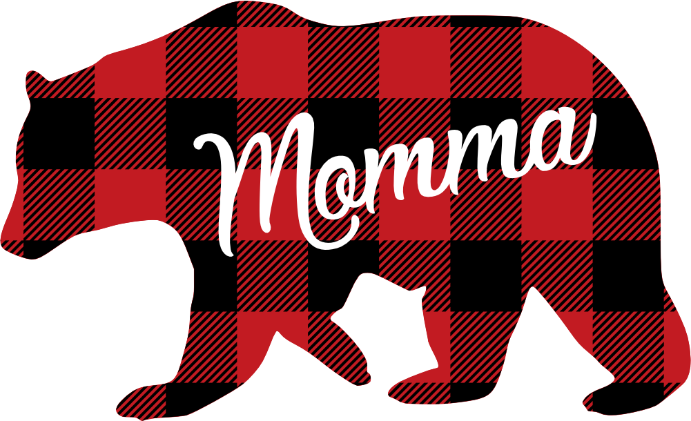 (s232-CC) Left Bear Family Custom Text Buffalo Plaid