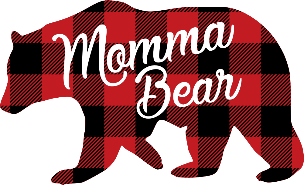(s232-CC) Left Bear Family Custom Text Buffalo Plaid