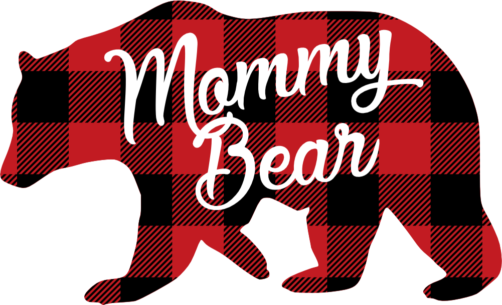 (s232-CC) Left Bear Family Custom Text Buffalo Plaid