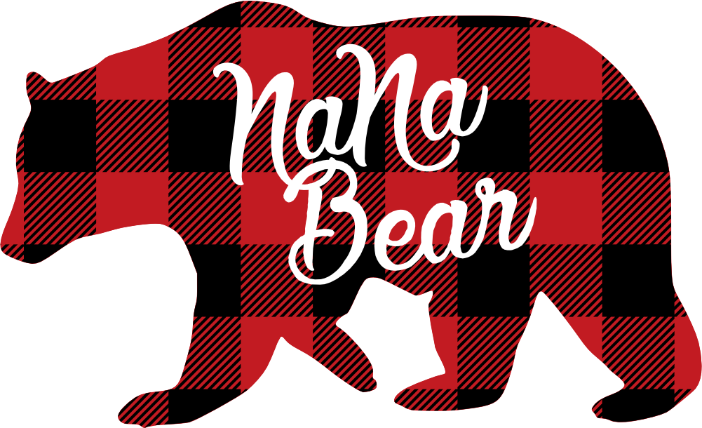 (s232-CC) Left Bear Family Custom Text Buffalo Plaid