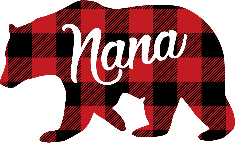 (s232-CC) Left Bear Family Custom Text Buffalo Plaid