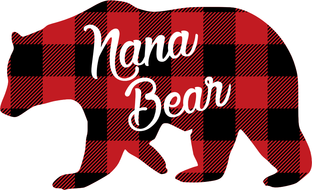 (s232-CC) Left Bear Family Custom Text Buffalo Plaid