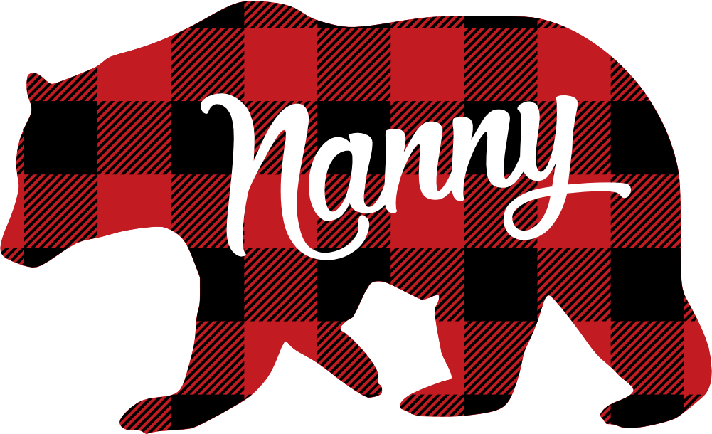 (s232-CC) Left Bear Family Custom Text Buffalo Plaid