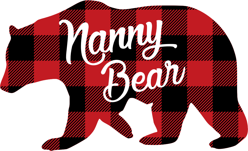 (s232-CC) Left Bear Family Custom Text Buffalo Plaid