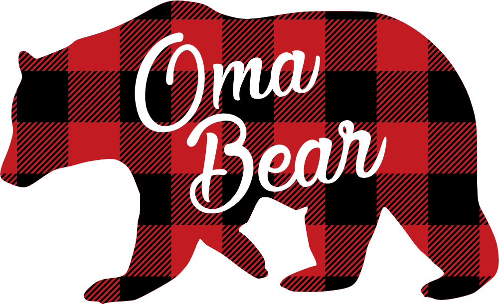(s232-CC) Left Bear Family Custom Text Buffalo Plaid