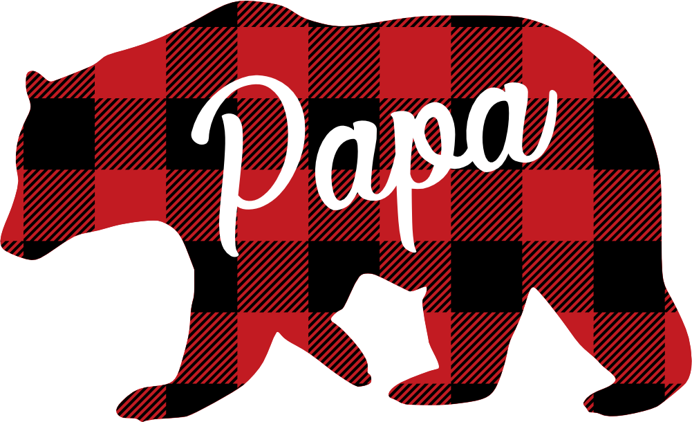 (s232-CC) Left Bear Family Custom Text Buffalo Plaid