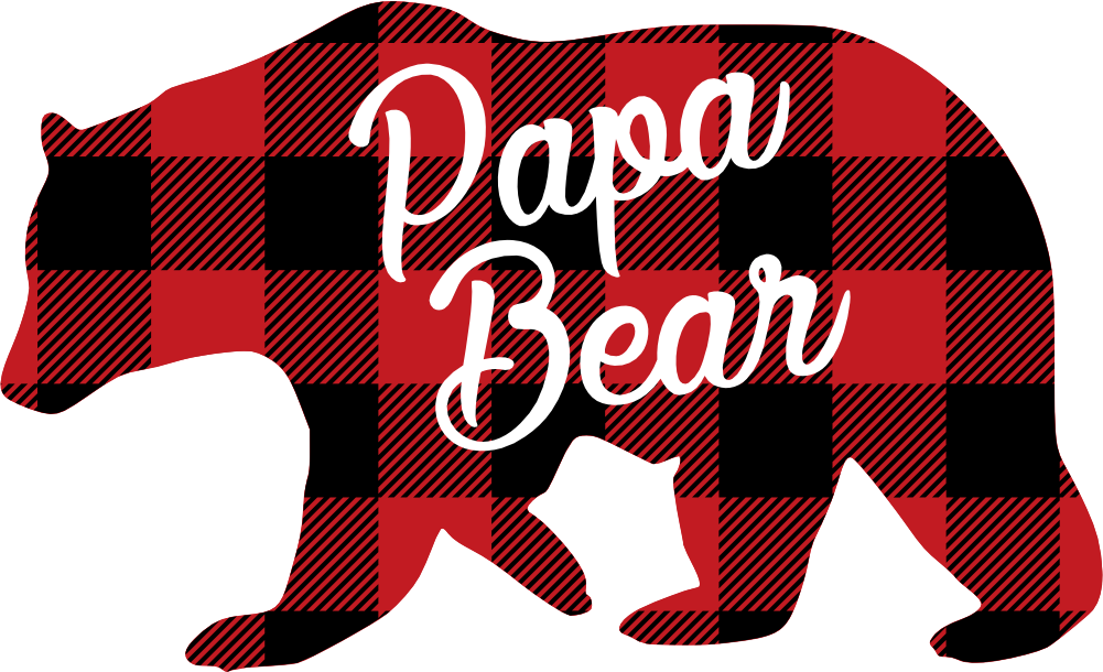 (s232-CC) Left Bear Family Custom Text Buffalo Plaid