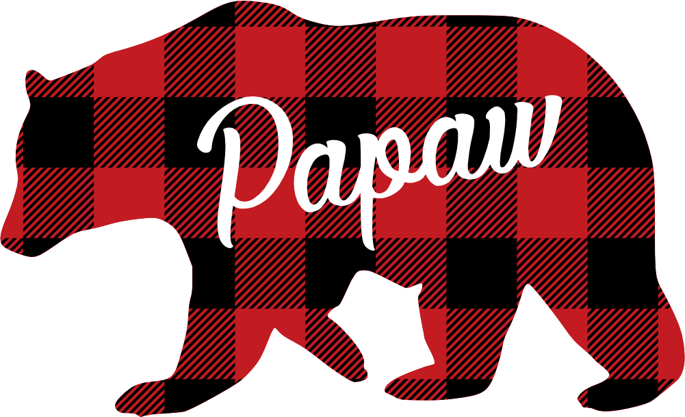 (s232-CC) Left Bear Family Custom Text Buffalo Plaid