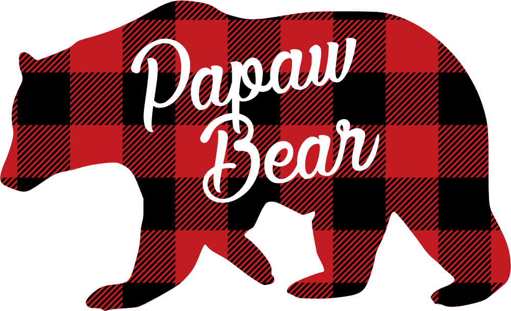 (s232-CC) Left Bear Family Custom Text Buffalo Plaid