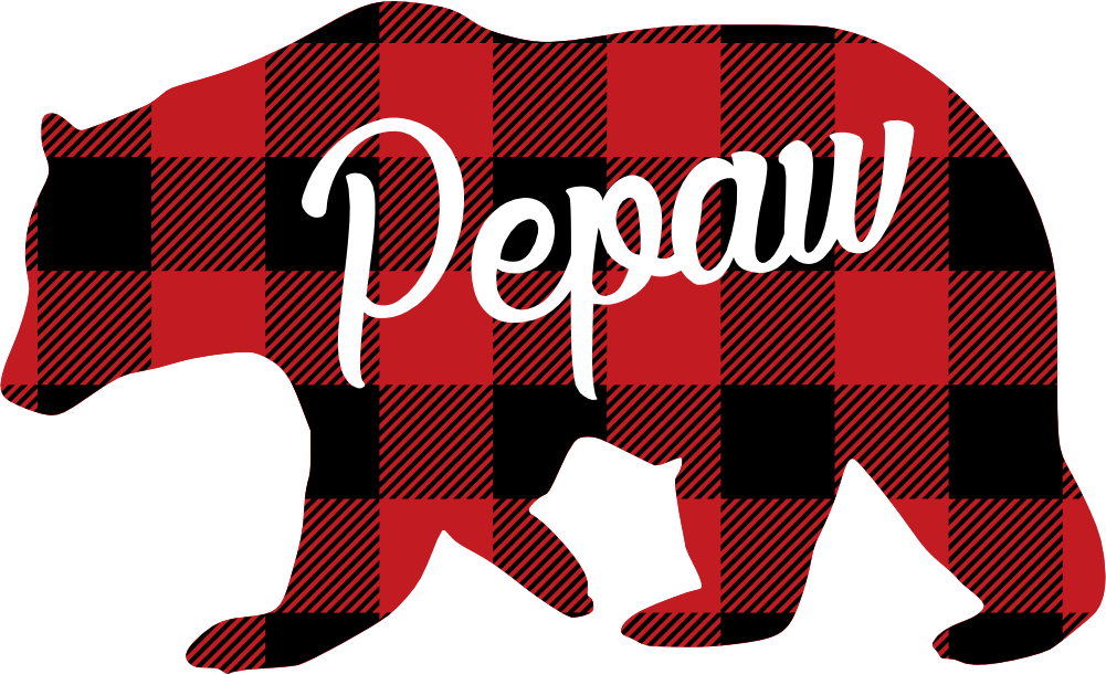 (s232-CC) Left Bear Family Custom Text Buffalo Plaid
