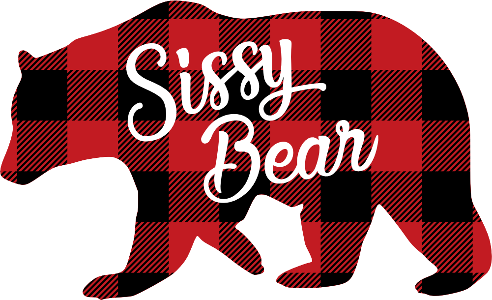 (s232-CC) Left Bear Family Custom Text Buffalo Plaid