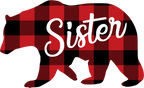 (s232-CC) Left Bear Family Custom Text Buffalo Plaid