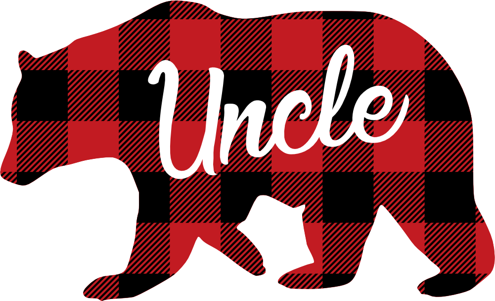 (s232-CC) Left Bear Family Custom Text Buffalo Plaid