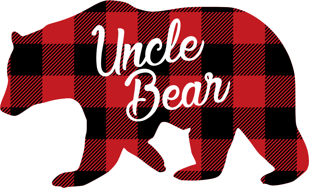 (s232-CC) Left Bear Family Custom Text Buffalo Plaid