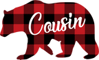 (s232-CC) Left Bear Family Custom Text Buffalo Plaid