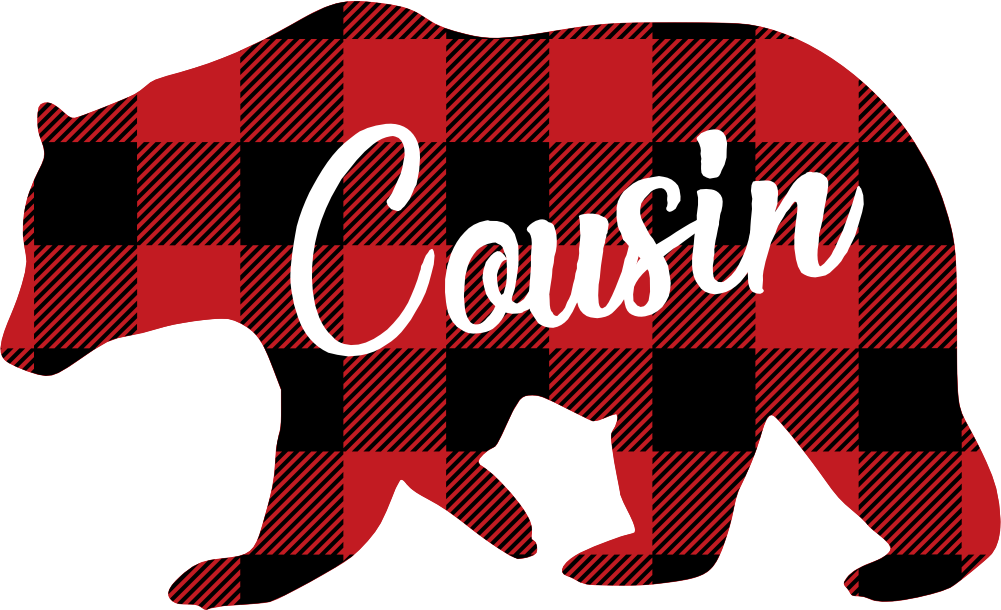 (s232-CC) Left Bear Family Custom Text Buffalo Plaid