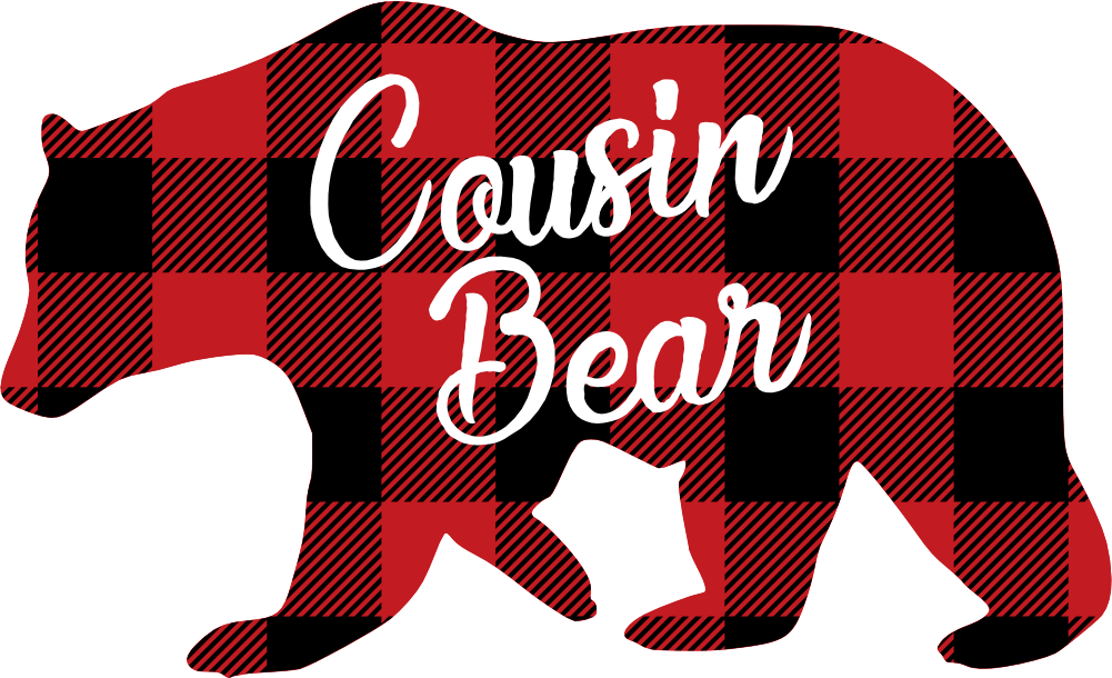 (s232-CC) Left Bear Family Custom Text Buffalo Plaid