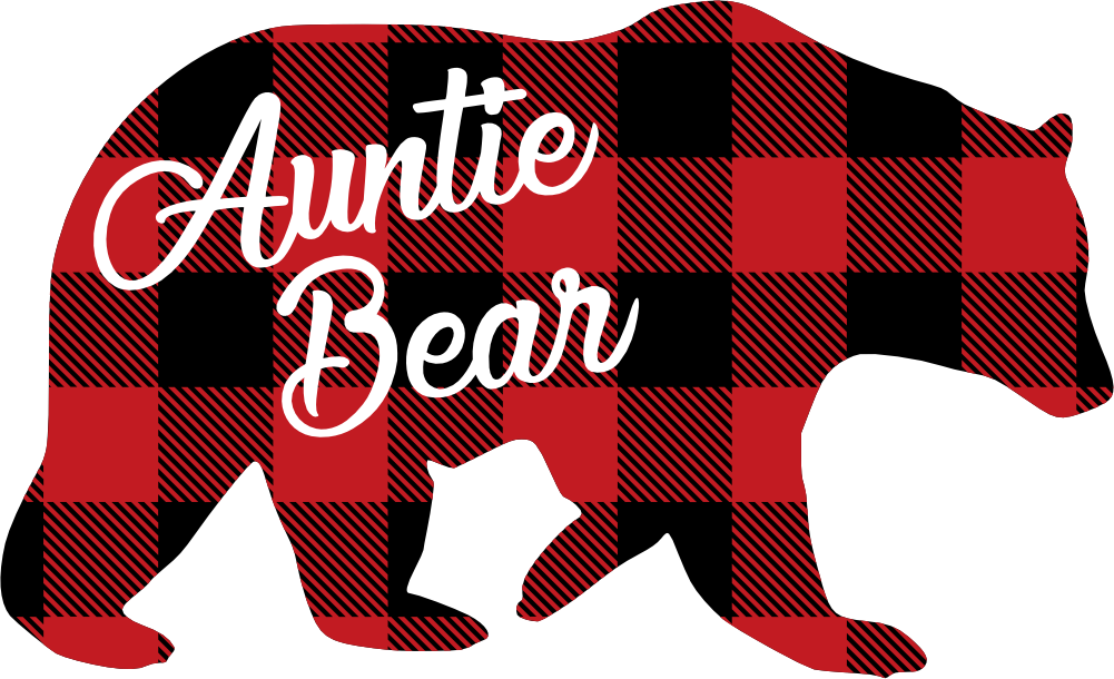 (s232-CC) Bear Family Custom Text Buffalo Plaid