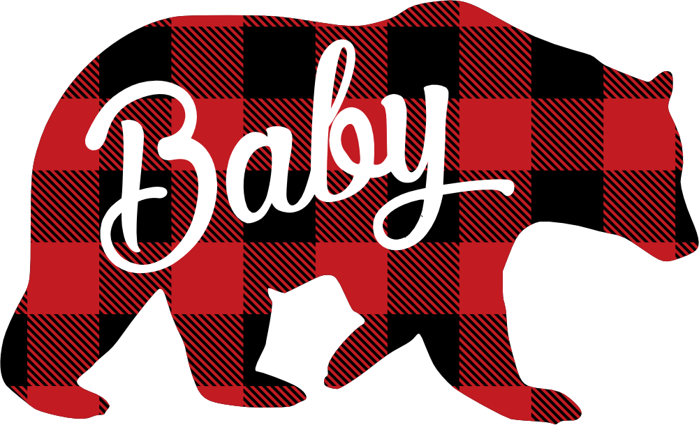 (s232-CC) Bear Family Custom Text Buffalo Plaid