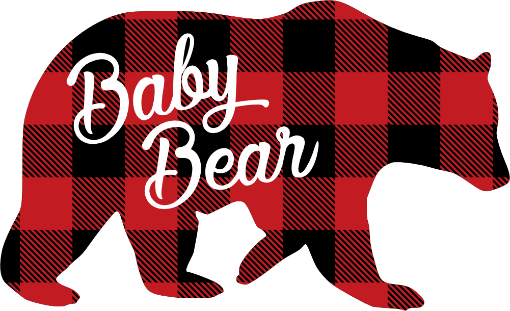 (s232-CC) Bear Family Custom Text Buffalo Plaid