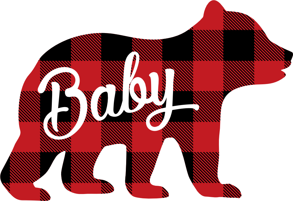 (s232-CC) Bear Family Custom Text Buffalo Plaid