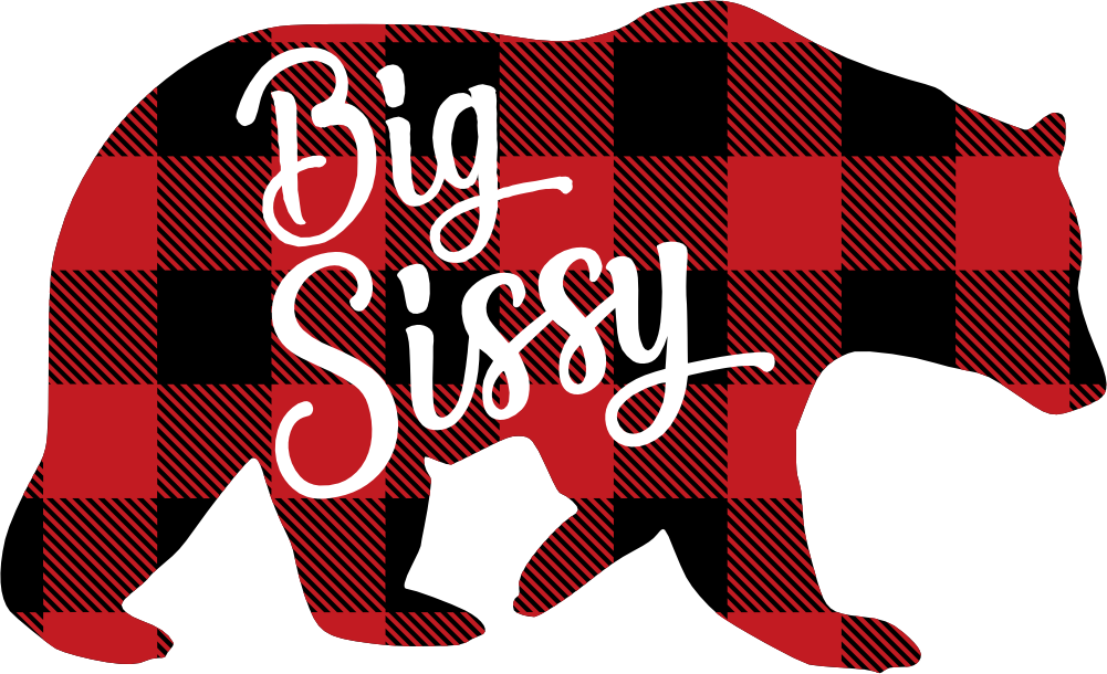 (s232-CC) Bear Family Custom Text Buffalo Plaid