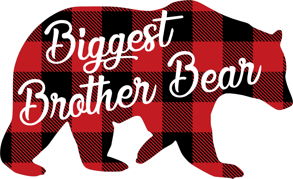 (s232-CC) Bear Family Custom Text Buffalo Plaid