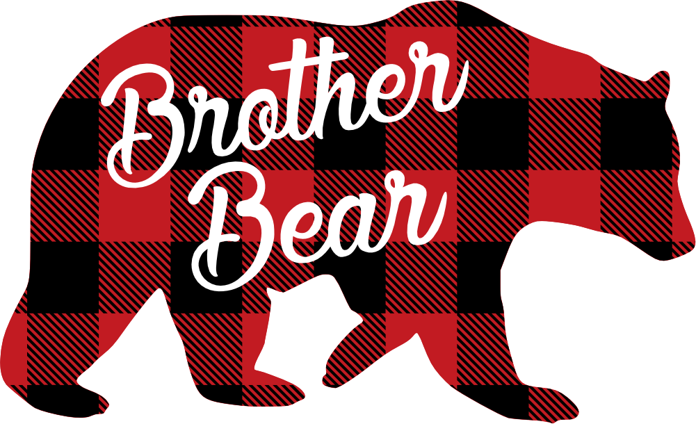 (s232-CC) Bear Family Custom Text Buffalo Plaid