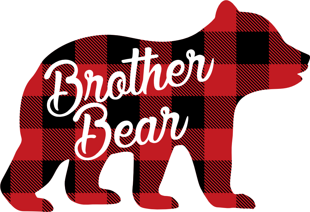 (s232-CC) Bear Family Custom Text Buffalo Plaid