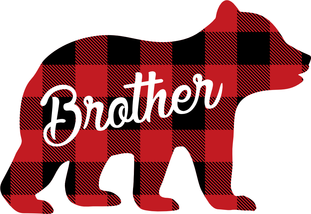 (s232-CC) Bear Family Custom Text Buffalo Plaid
