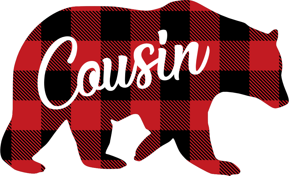 (s232-CC) Bear Family Custom Text Buffalo Plaid