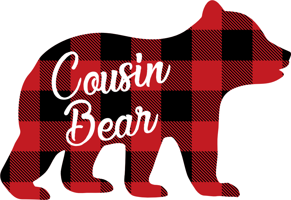 (s232-CC) Bear Family Custom Text Buffalo Plaid
