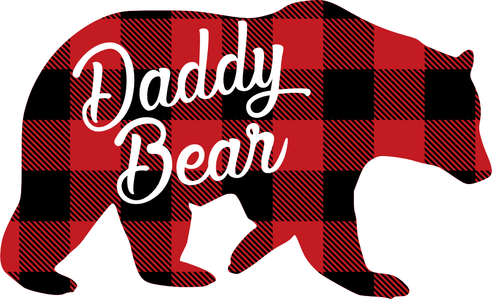 (s232-CC) Bear Family Custom Text Buffalo Plaid