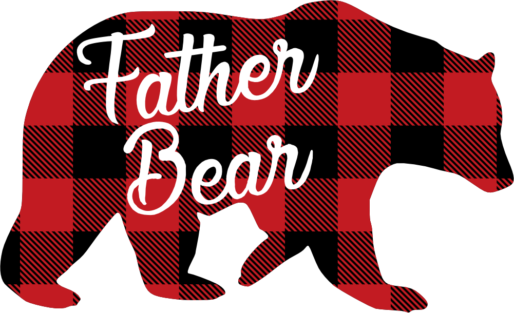 (s232-CC) Bear Family Custom Text Buffalo Plaid