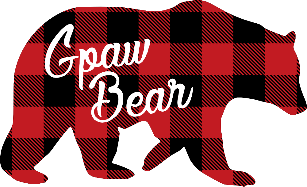 (s232-CC) Bear Family Custom Text Buffalo Plaid