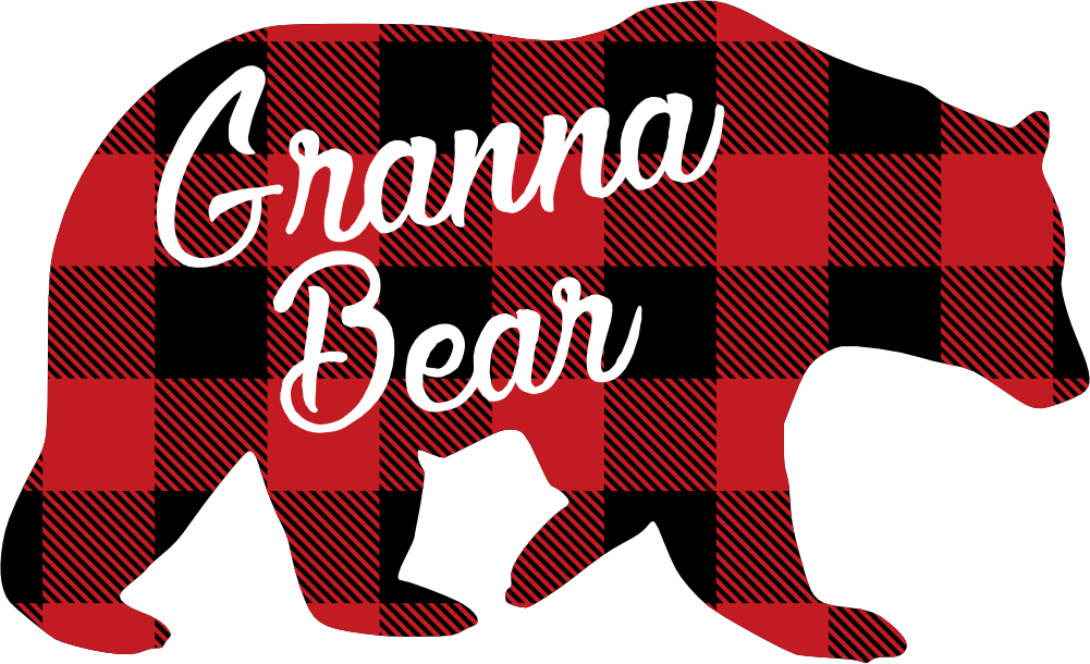 (s232-CC) Bear Family Custom Text Buffalo Plaid