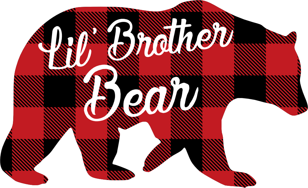 (s232-CC) Bear Family Custom Text Buffalo Plaid