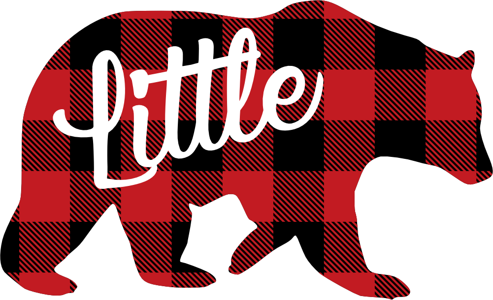 (s232-CC) Bear Family Custom Text Buffalo Plaid