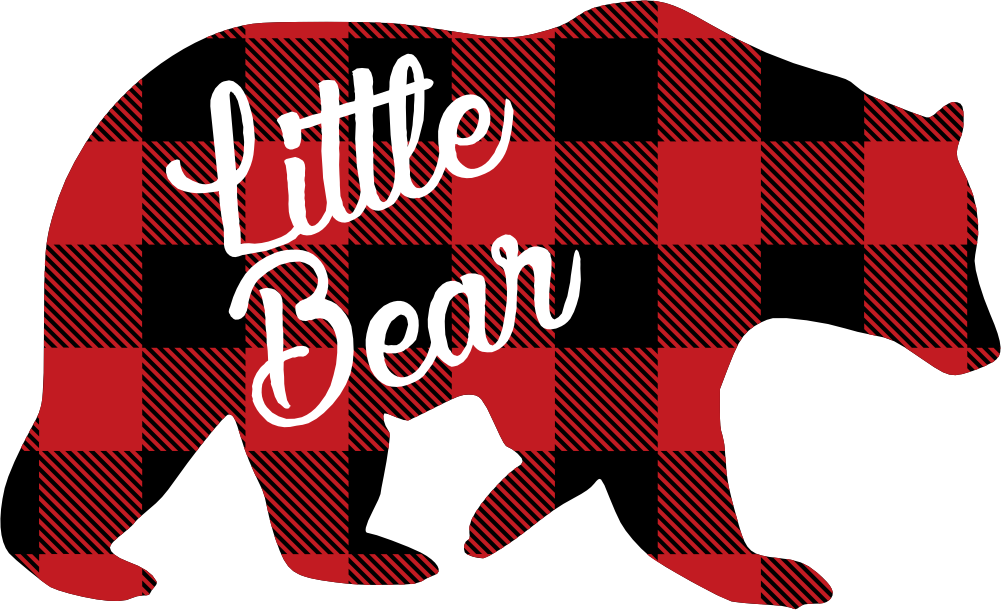 (s232-CC) Bear Family Custom Text Buffalo Plaid