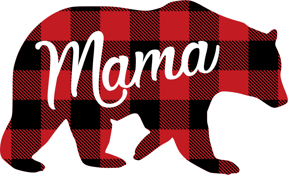 (s232-CC) Bear Family Custom Text Buffalo Plaid