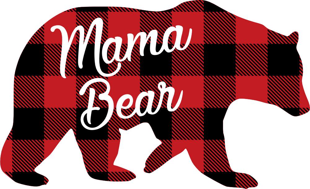 (s232-CC) Bear Family Custom Text Buffalo Plaid