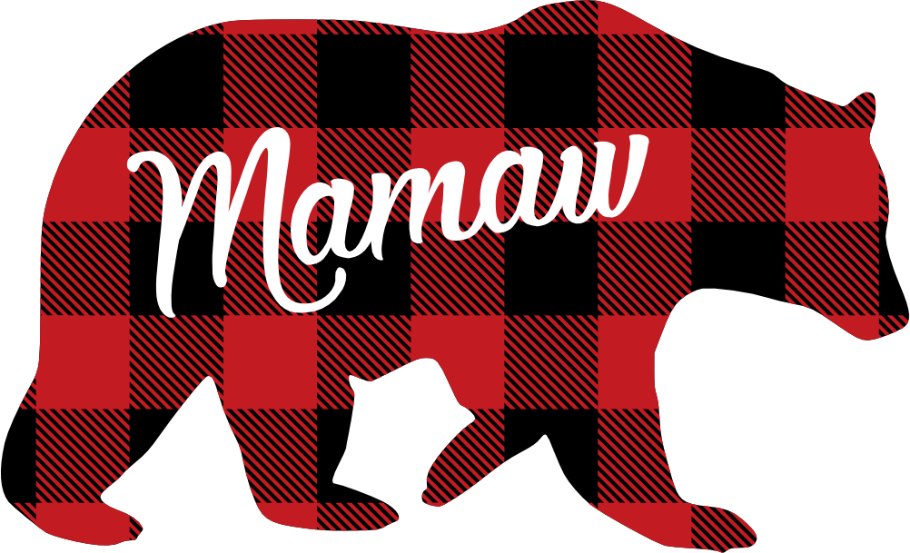 (s232-CC) Bear Family Custom Text Buffalo Plaid