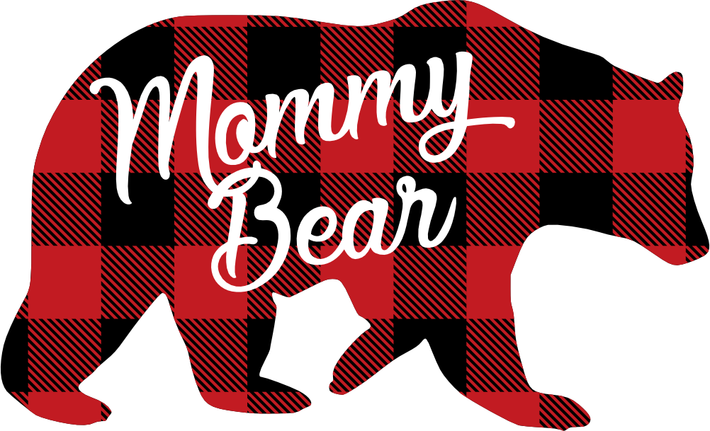 (s232-CC) Bear Family Custom Text Buffalo Plaid