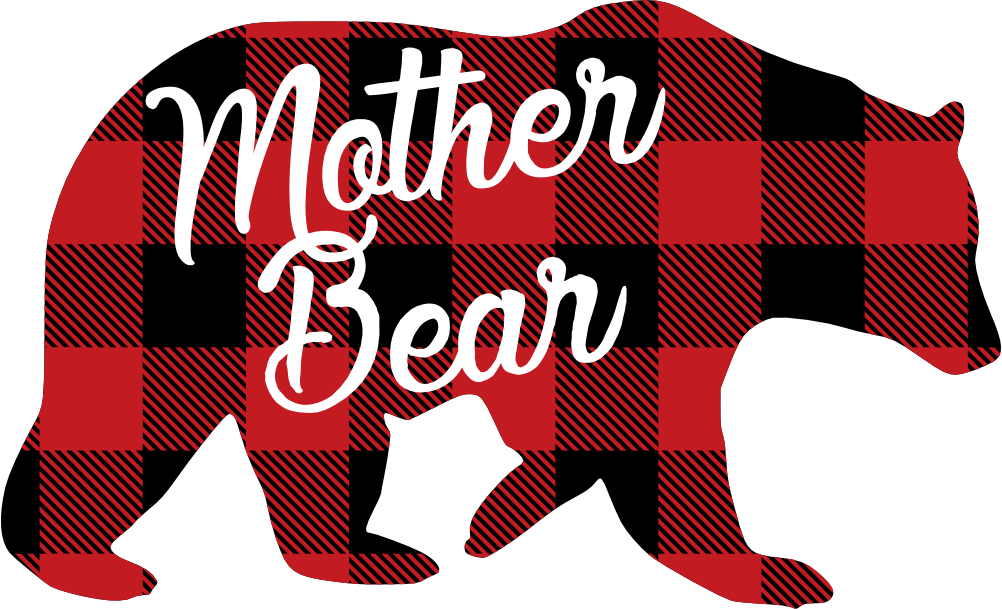 (s232-CC) Bear Family Custom Text Buffalo Plaid