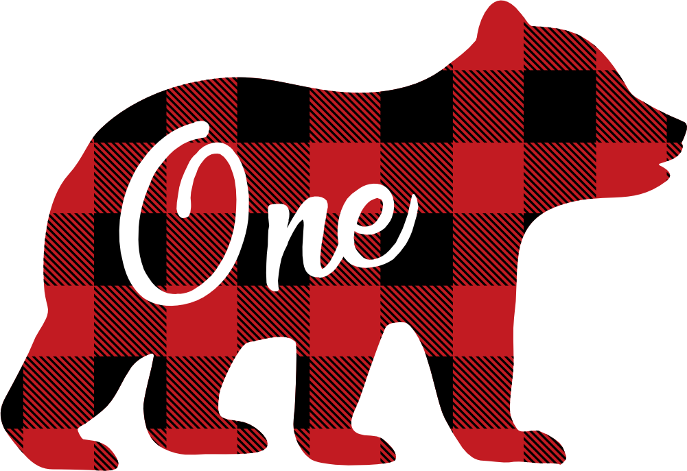 (s232-CC) Bear Family Custom Text Buffalo Plaid