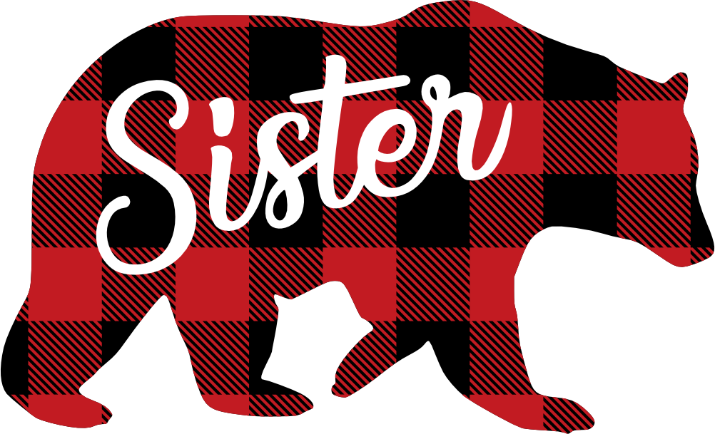 (s232-CC) Bear Family Custom Text Buffalo Plaid