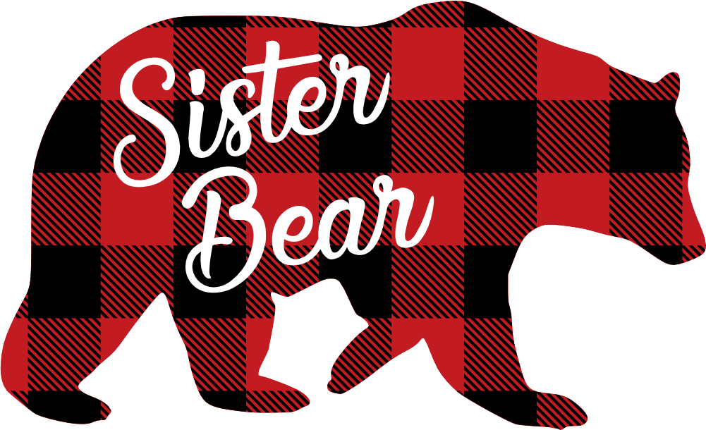 (s232-CC) Bear Family Custom Text Buffalo Plaid
