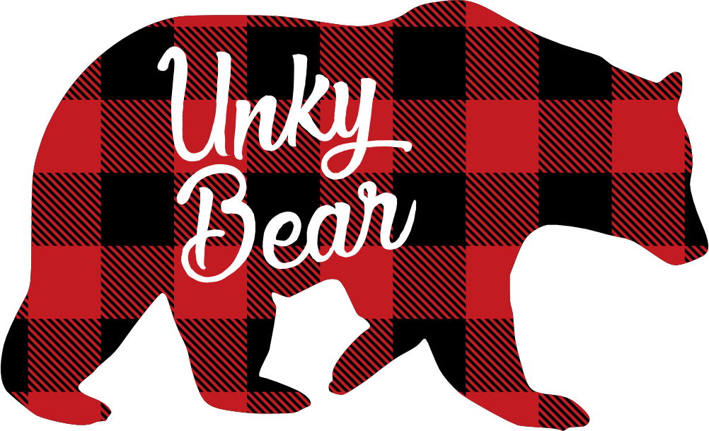 (s232-CC) Bear Family Custom Text Buffalo Plaid