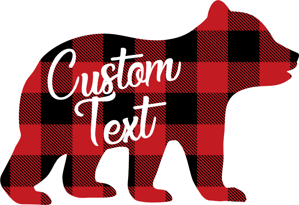 (s232-CC) Bear Family Custom Text Buffalo Plaid