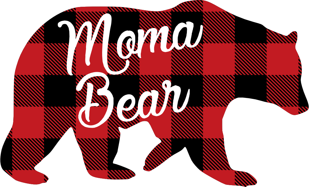 (s232-CC) Bear Family Custom Text Buffalo Plaid